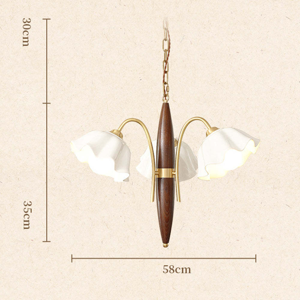 Nordic Ceramic Hanging Lamp Walnut Brass Chandelier -Homdiy