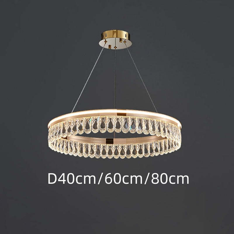 Modern Large Crystal Ring Chandelier for Foyer Dining Room -Homdiy