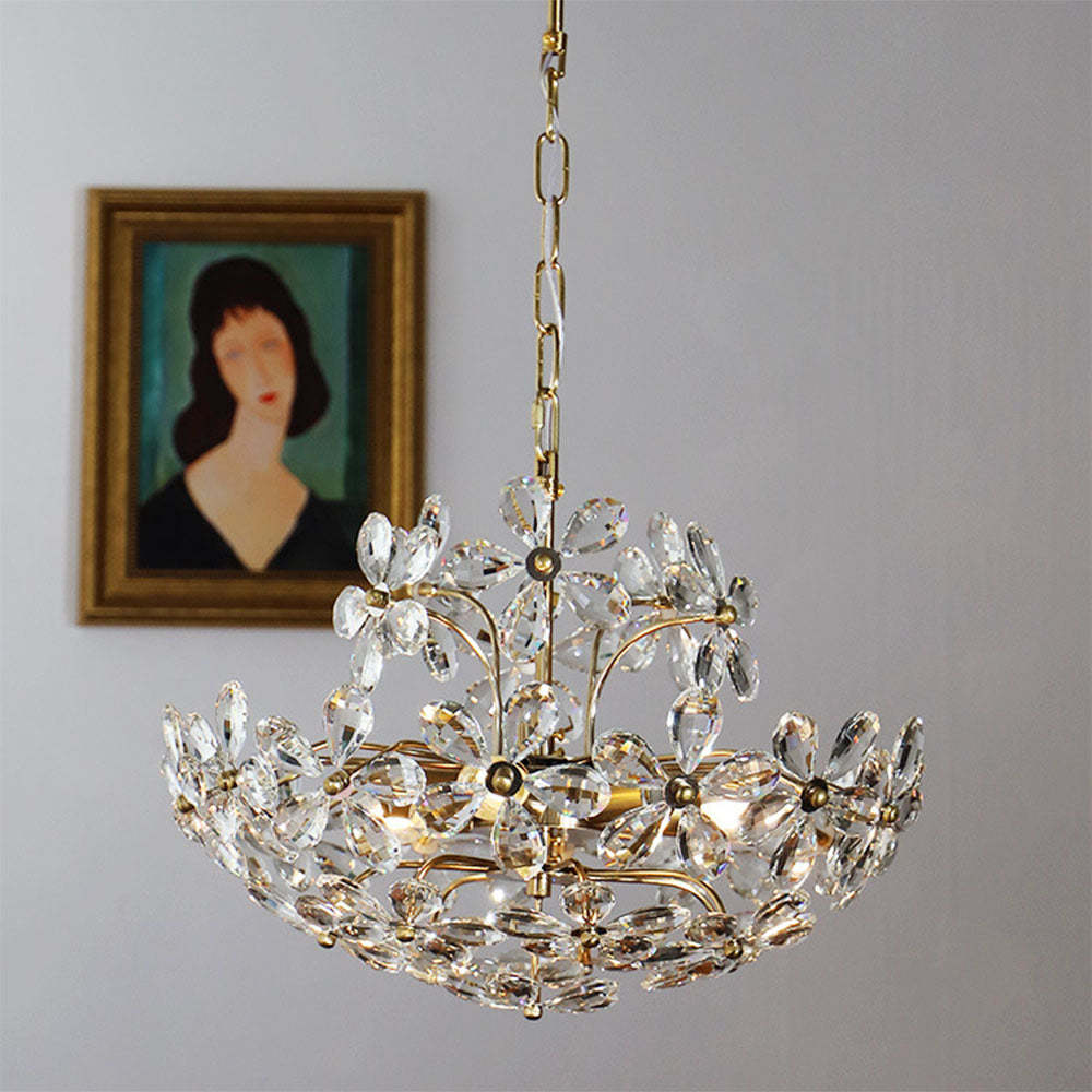 Modern Crystal Bouquet Brass Chandeliers for Dining Room -Homdiy