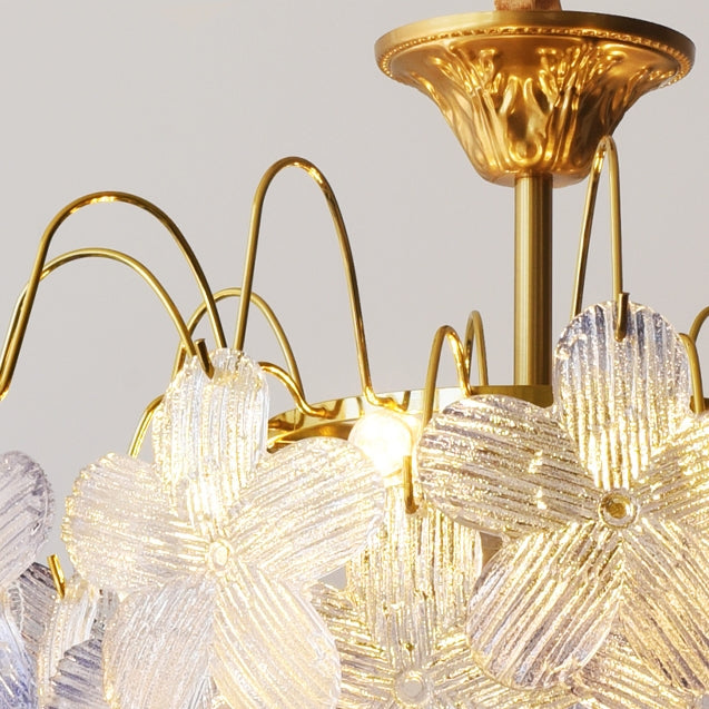 Classic Flower-Shaped Stained Glass Chandelier for Living Room