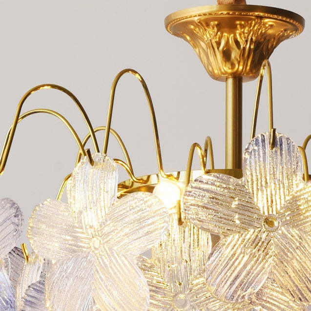 Classic Flower-Shaped Stained Glass Chandelier for Living Room