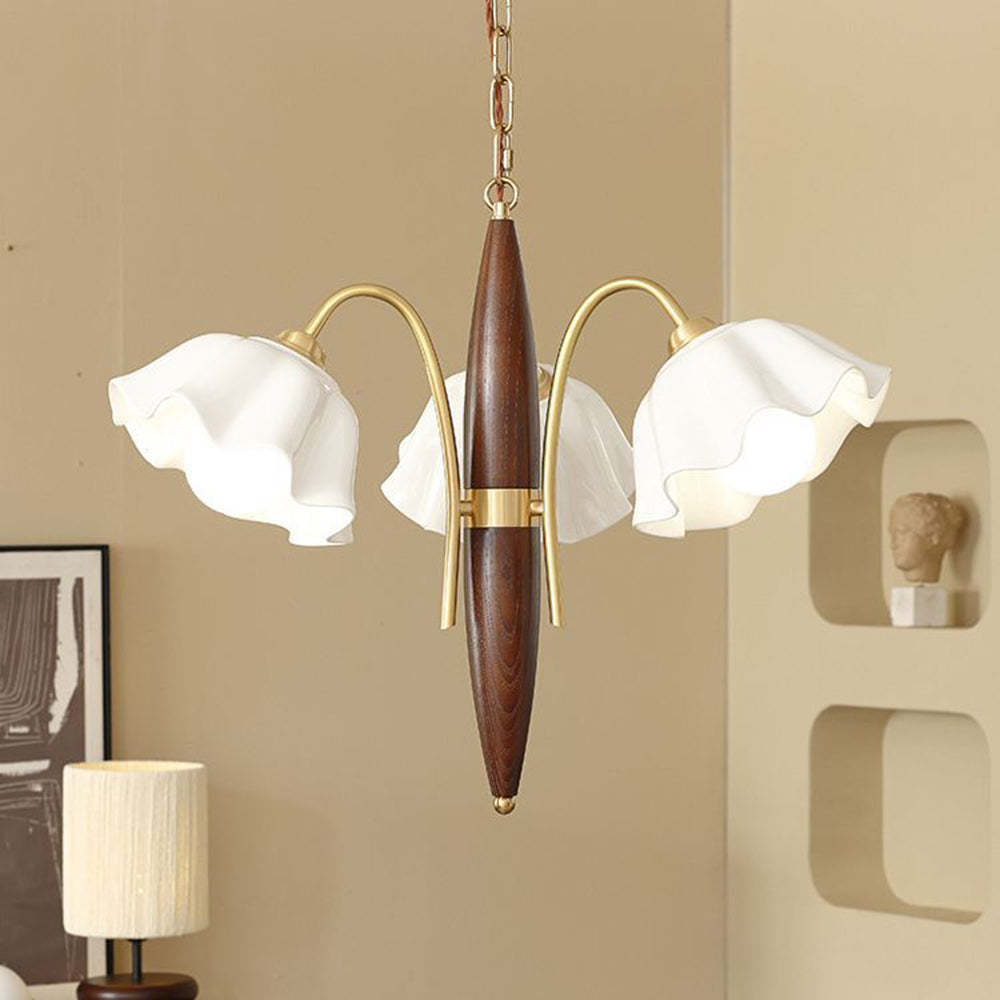 Nordic Ceramic Hanging Lamp Walnut Brass Chandelier -Homdiy