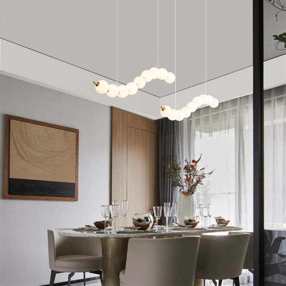 Minimalist White Ball Brass LED Pendant Light For Dining Room -Homdiy