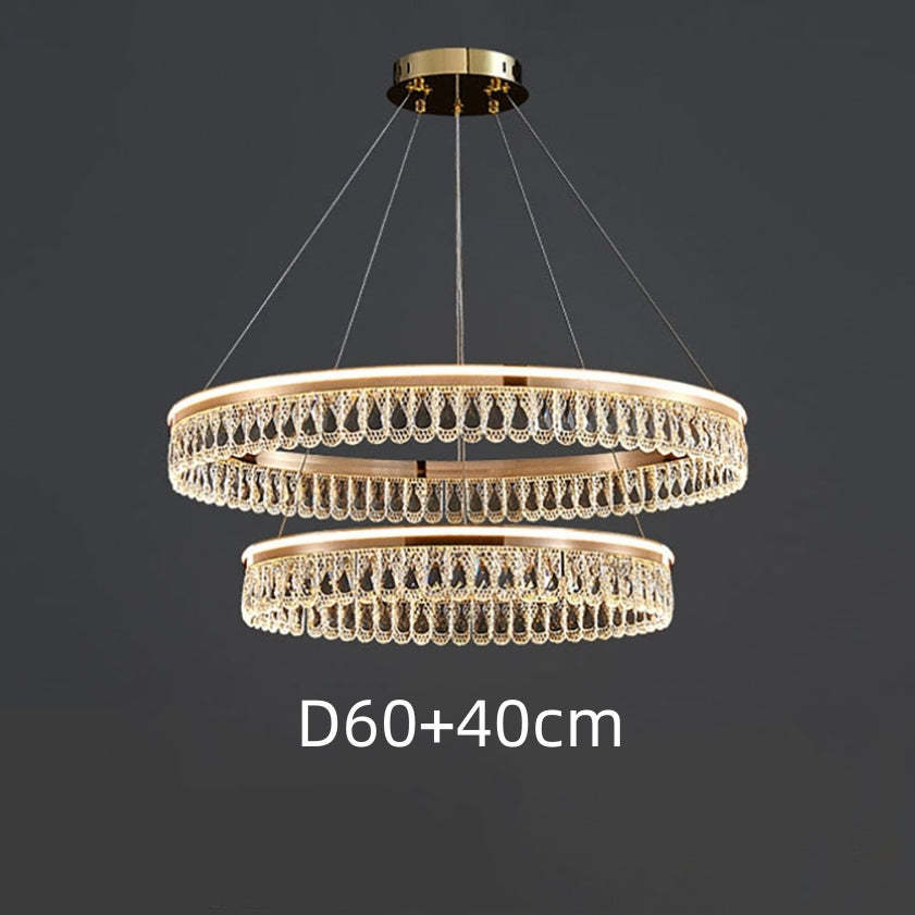 Modern Large Crystal Ring Chandelier for Foyer Dining Room -Homdiy