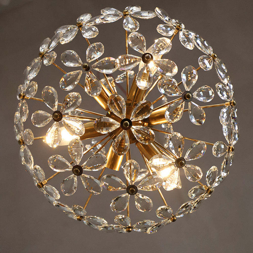 Modern Crystal Bouquet Brass Chandeliers for Dining Room -Homdiy