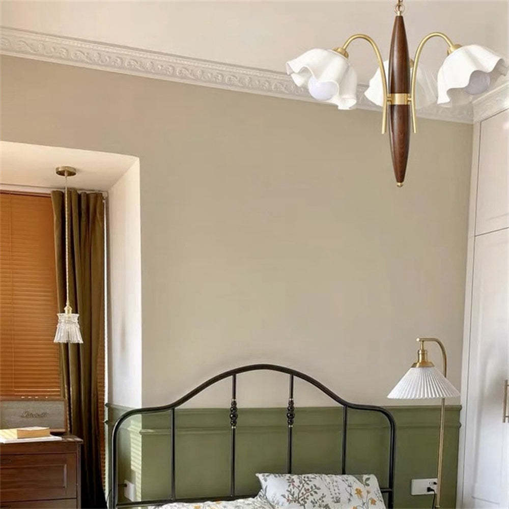 Nordic Ceramic Hanging Lamp Walnut Brass Chandelier -Homdiy