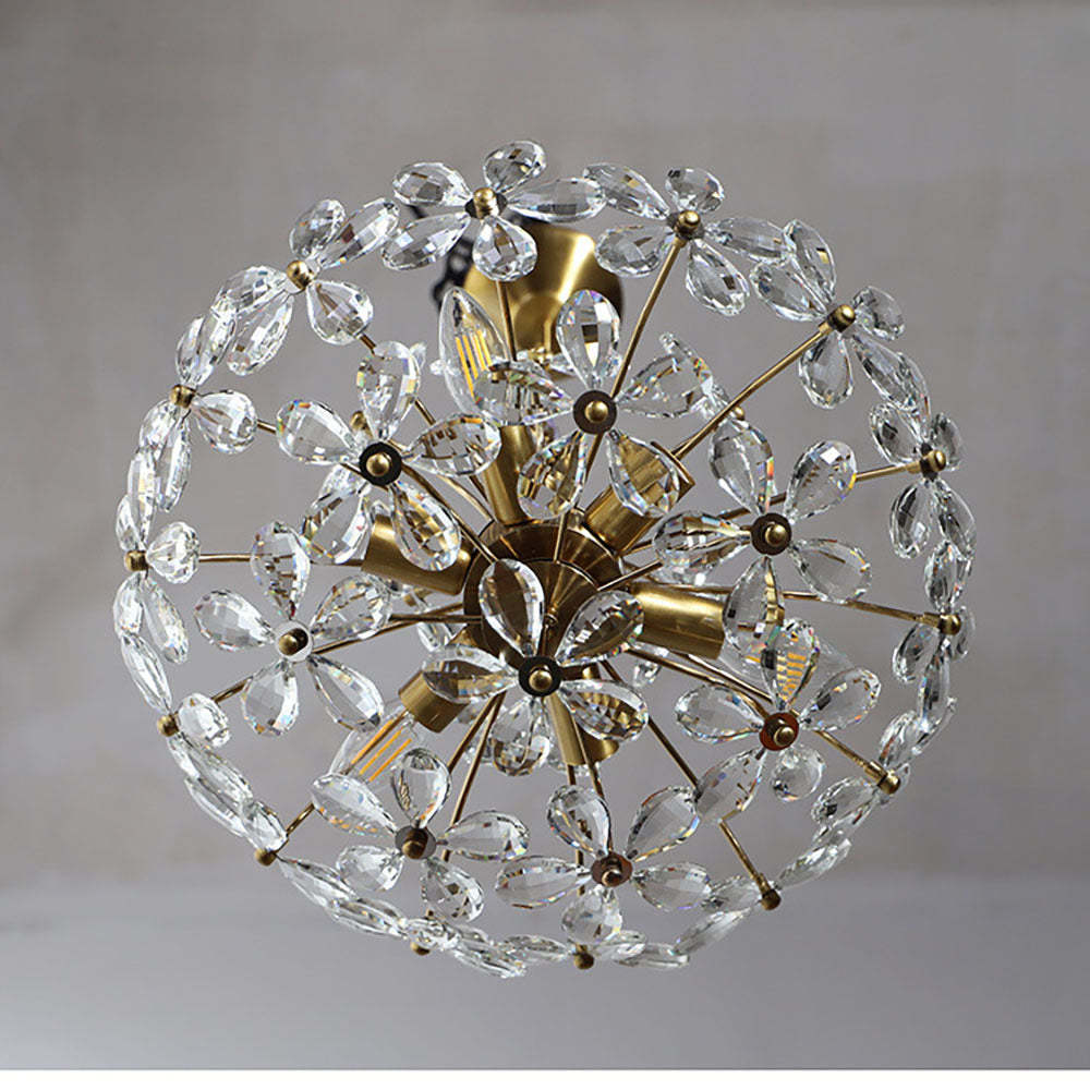 Modern Crystal Bouquet Brass Chandeliers for Dining Room -Homdiy