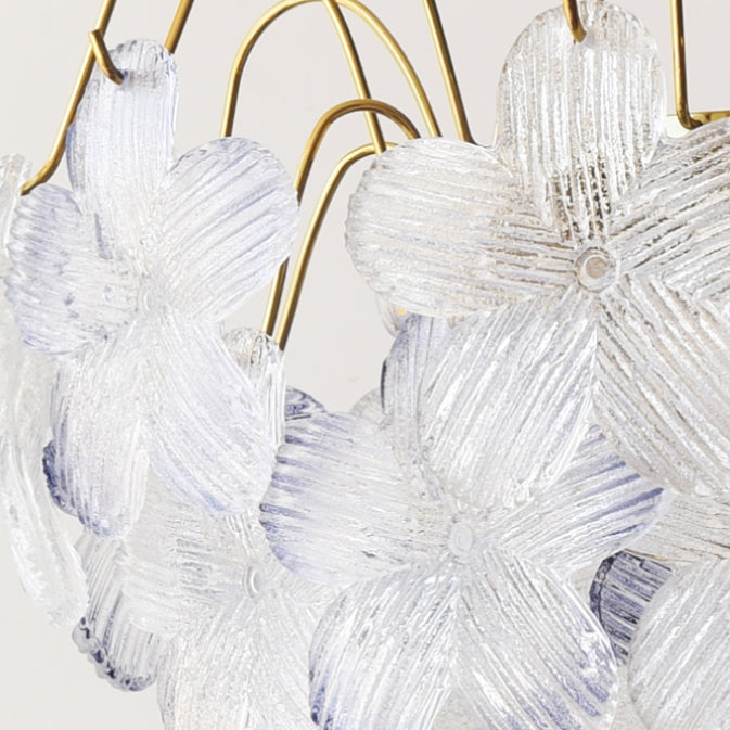 Classic Flower-Shaped Stained Glass Chandelier for Living Room