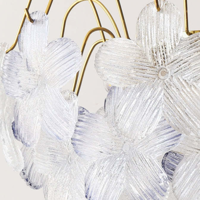 Classic Flower-Shaped Stained Glass Chandelier for Living Room