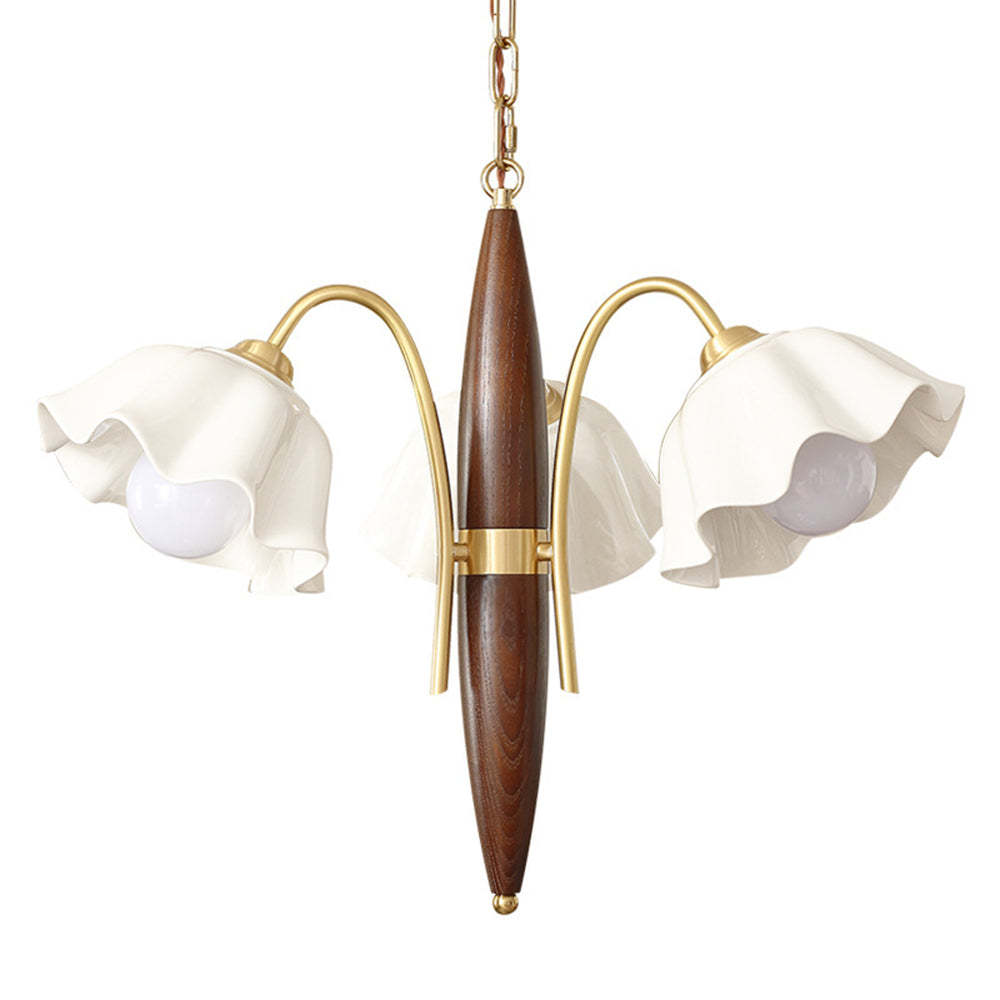 Nordic Ceramic Hanging Lamp Walnut Brass Chandelier -Homdiy