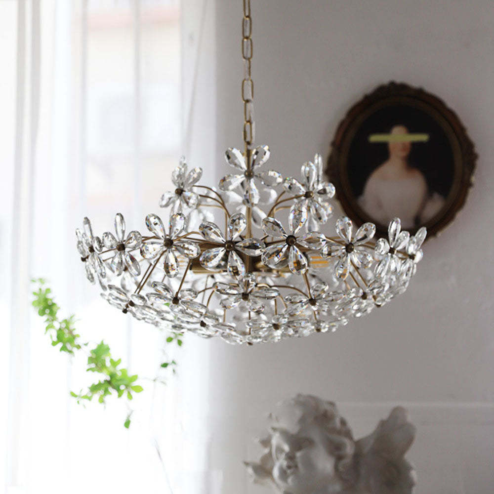 Modern Crystal Bouquet Brass Chandeliers for Dining Room -Homdiy