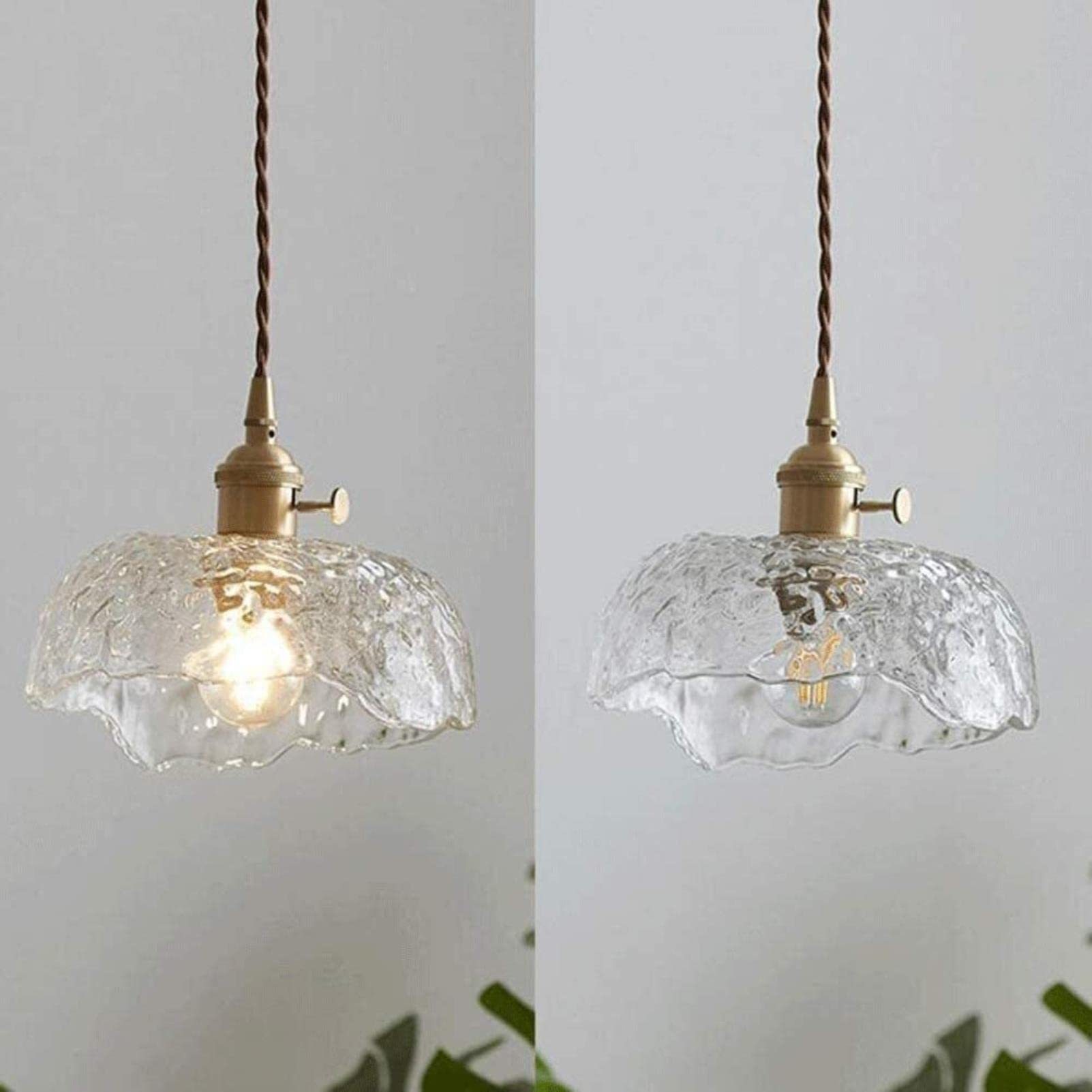 Irregular Brass Glass Pendant Light  Craft Hanging Lamp For Bedroom -Homdiy