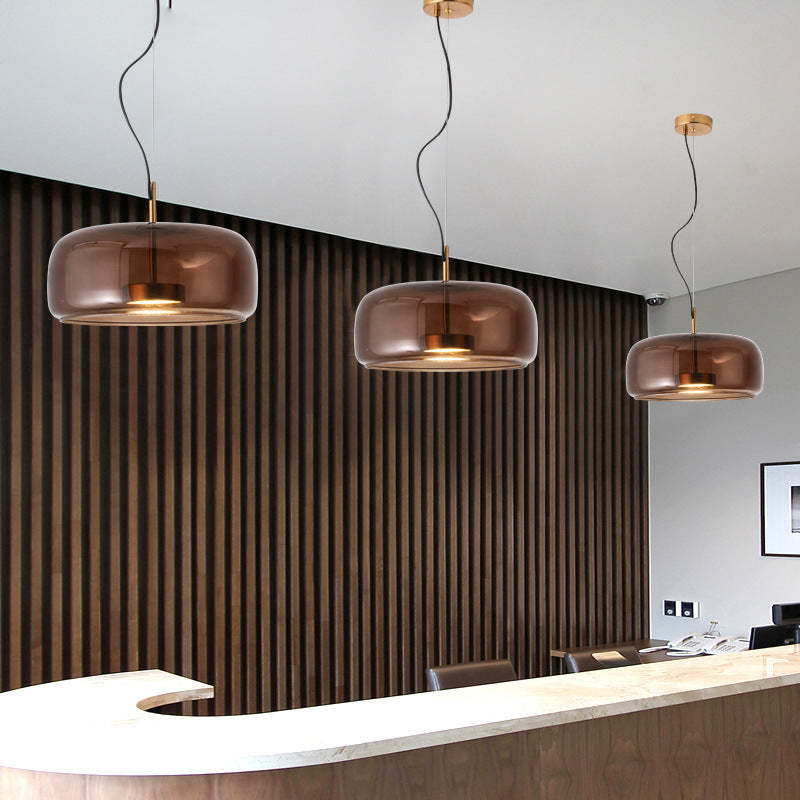 Modern Rounded Smoked Glass LED Pendant Light -Homdiy