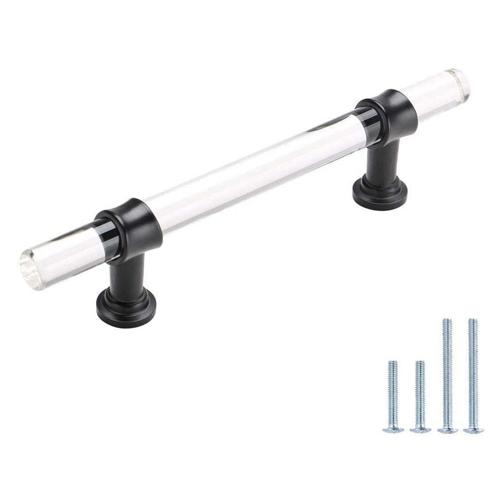 15 Pack Modern Crystal Cabinet Door Handles Black Drawer Pulls Acrylic For Kitchen(LS9165BK) -Homdiy