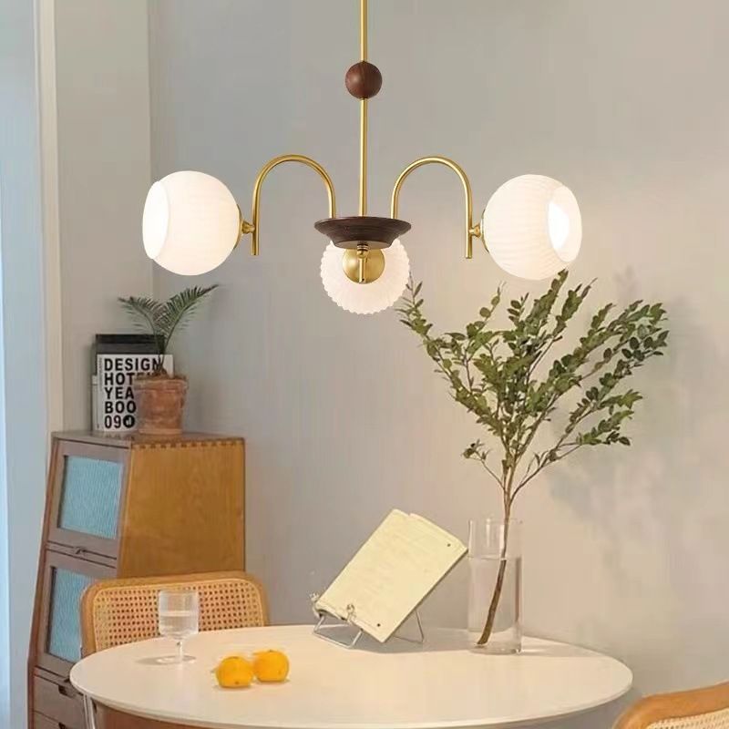 Modern Cream Glass Ribbed Chandelier -Homdiy
