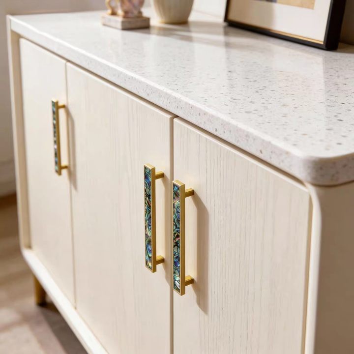 Luxury Natural Shell White Cabinet Pulls Brass Drawer Knobs