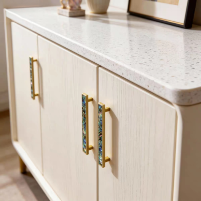 Luxury Natural Shell White Cabinet Pulls Brass Drawer Knobs