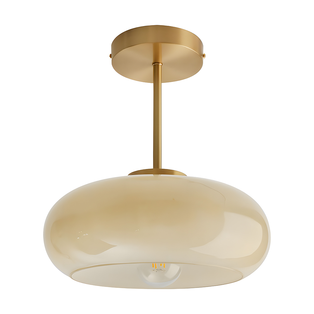 Modern Style Glass Flush Mount Ceiling Light with Gold Base
