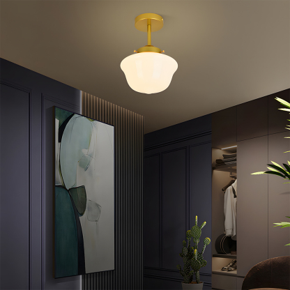 Vintage Glass White Flush Mount Ceiling Light For Bedroom