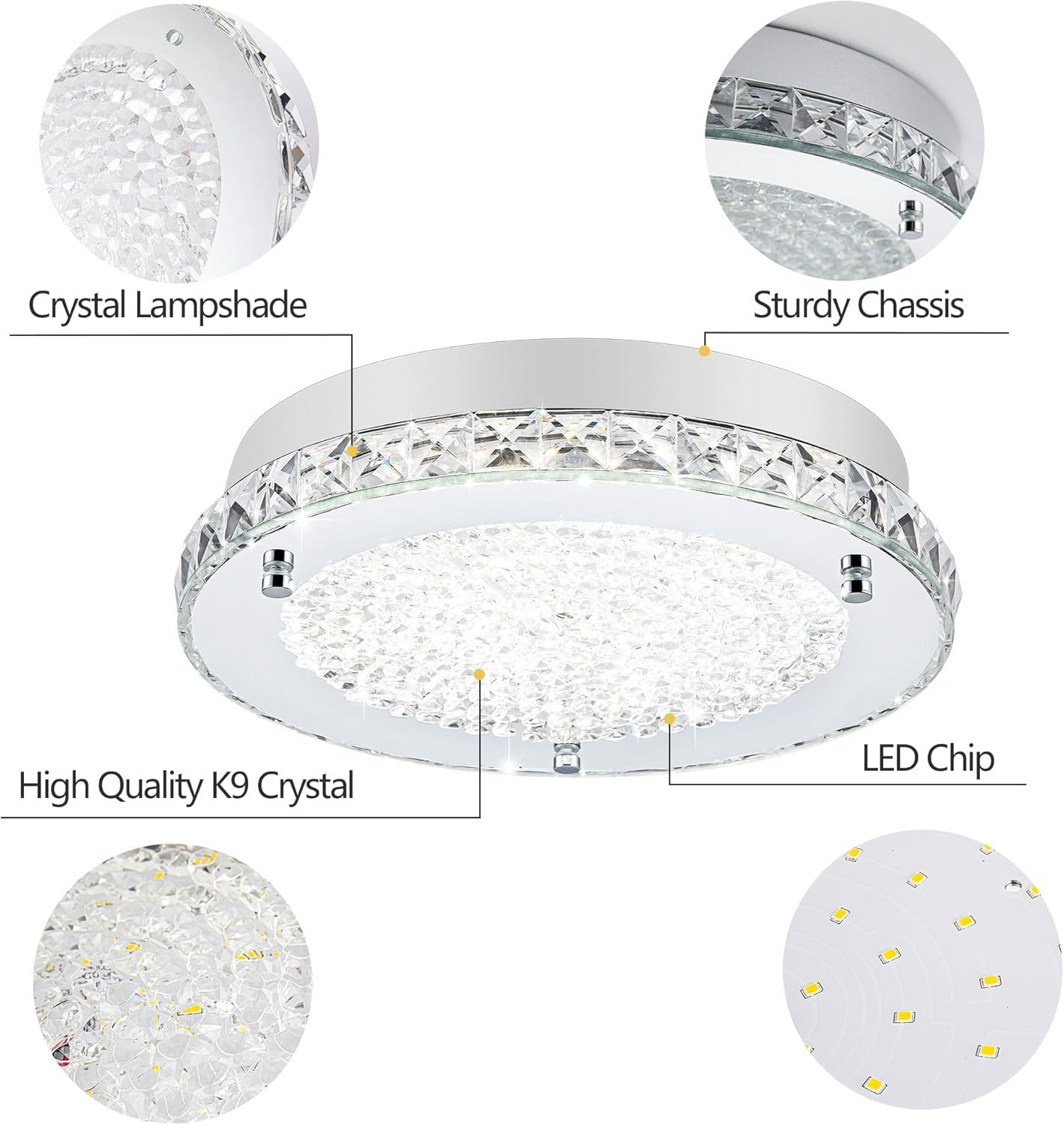Vintage Silver Flush Mount Crystal Hallway Ceiling Lights