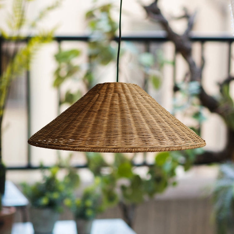 Woven Rattan Pendant Light Wicker Cone Lamp Shade -Homdiy