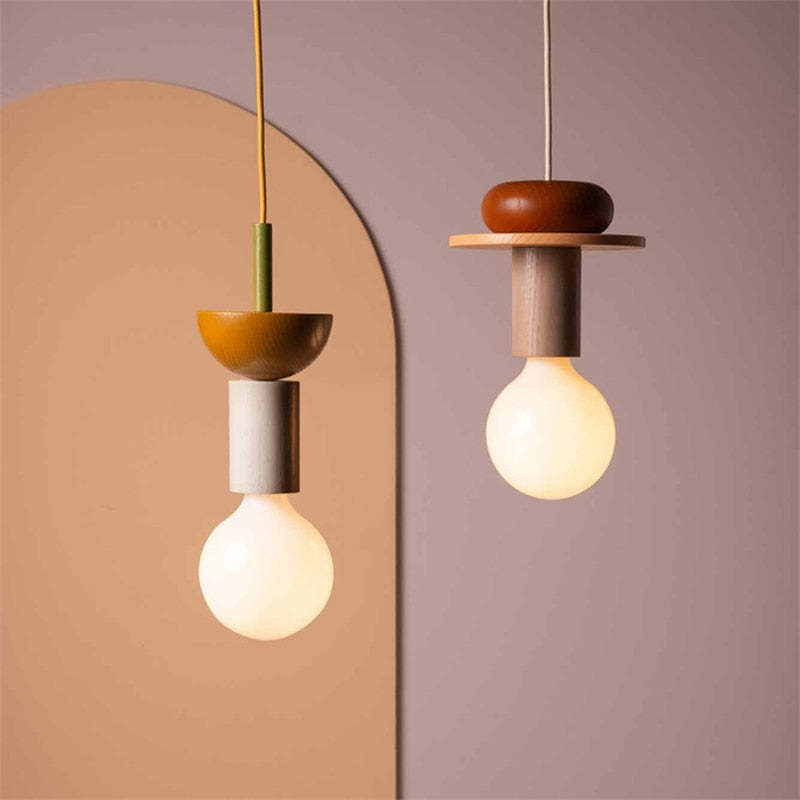 Design Colored Wood Blocks Pendant Light -Homdiy