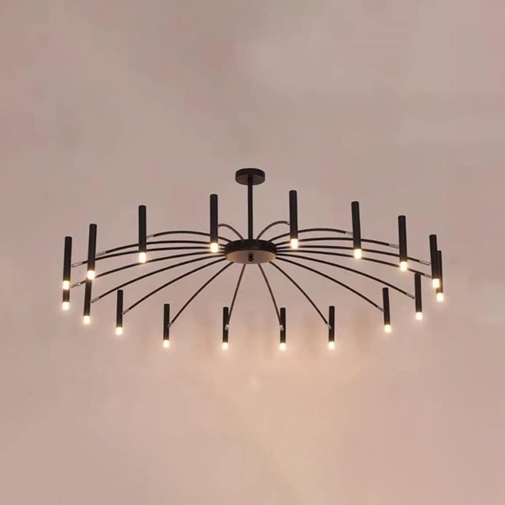 Large Chandelier Iron Black Living Room Pendant Light