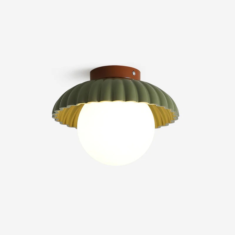 Cream Bud Glass Iron Hallway Ceiling Light 