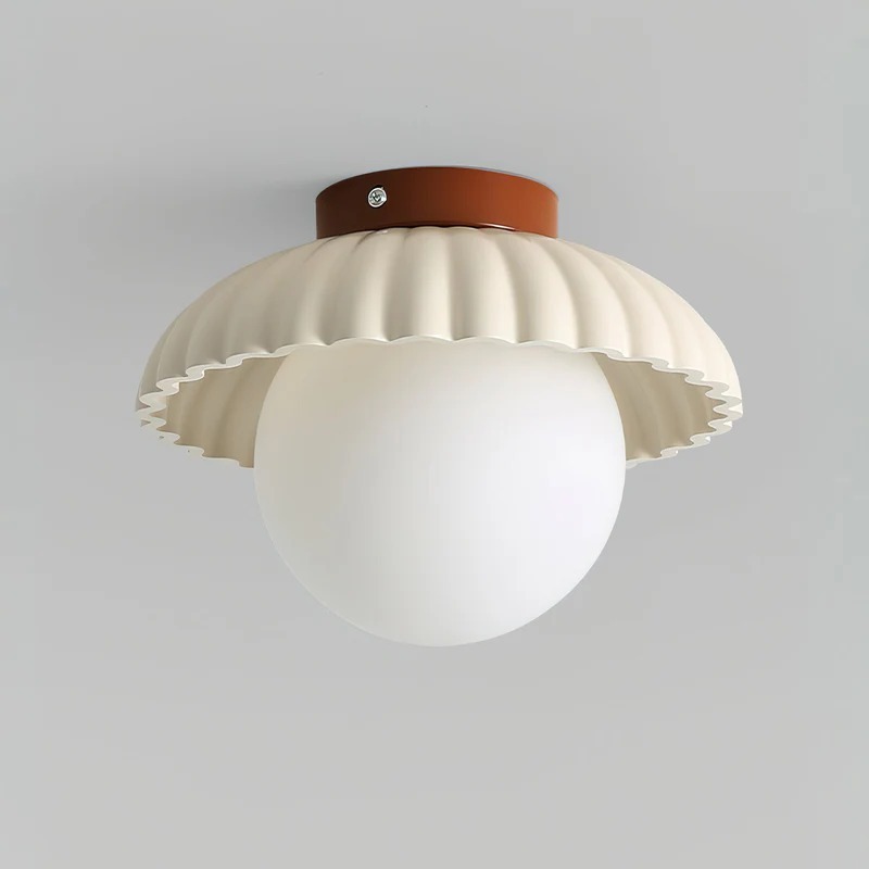 Cream Bud Glass Iron Hallway Ceiling Light 