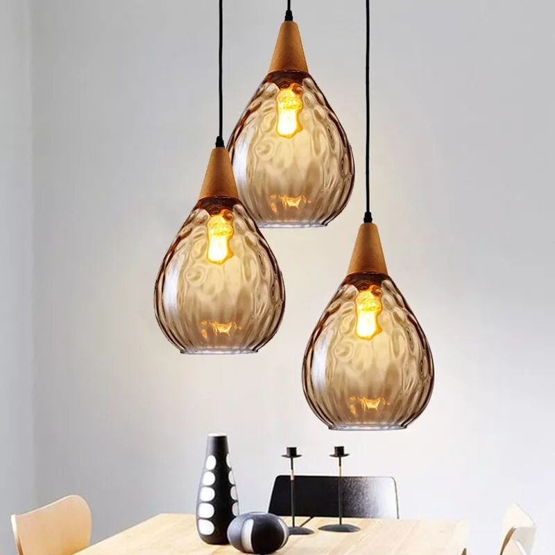 Retro Style Glass Mini Pendant Lighting Over Kitchen Island