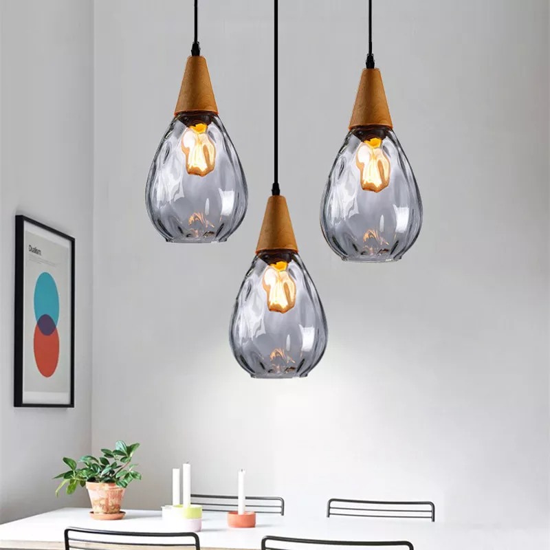 Retro Style Glass Mini Pendant Lighting Over Kitchen Island