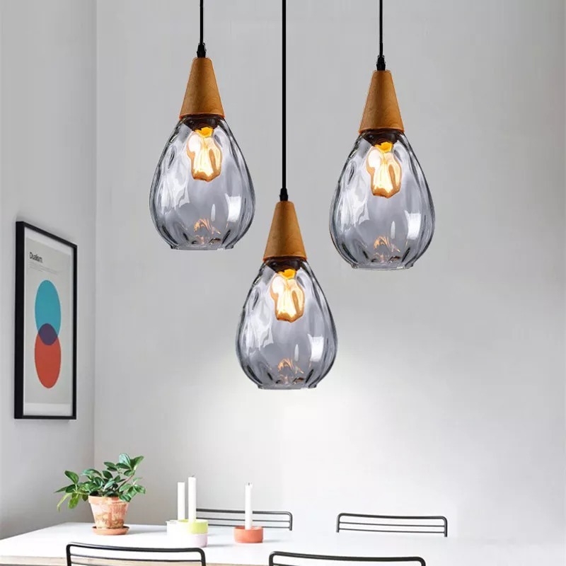 Retro Style Glass Mini Pendant Lighting Over Kitchen Island
