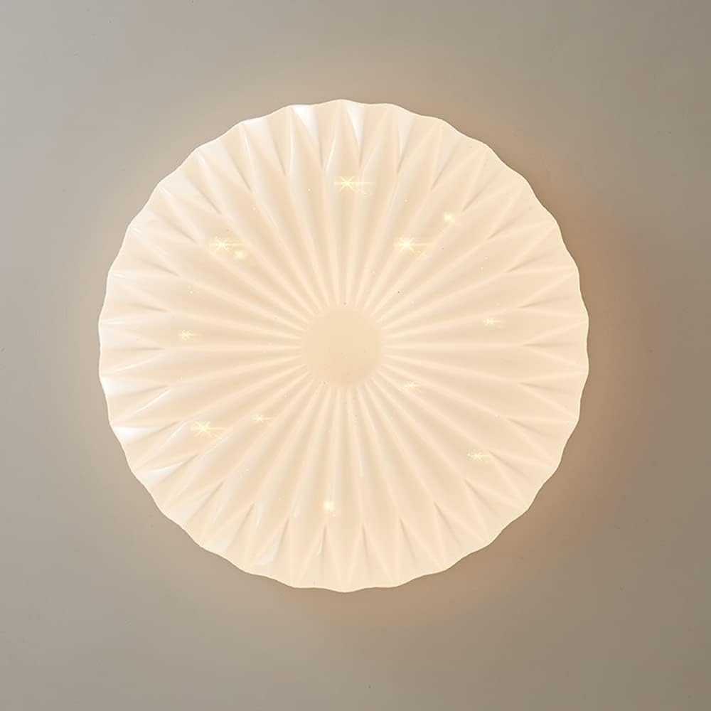 Flush Mount Wood White LED Bedroom Ceiling Light