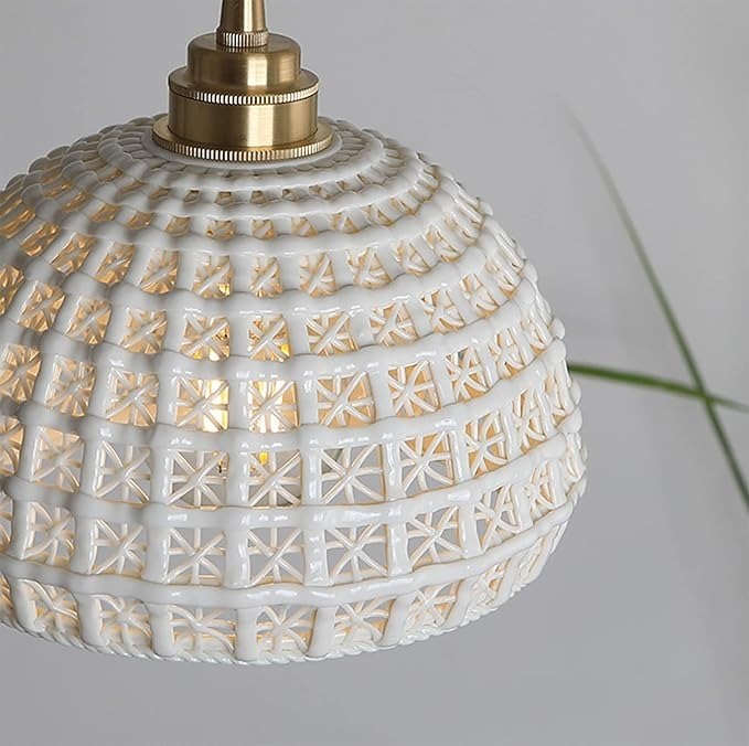 Grid Ceramic Copper Dining Room Pendant Light