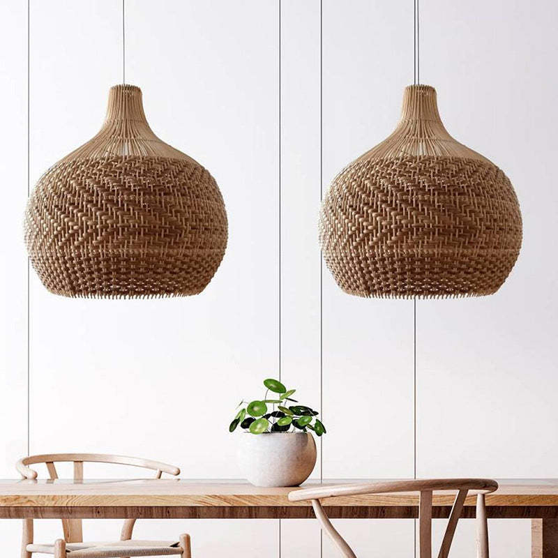 Retro Wicker Rattan Bamboo Pendant Lamp -Homdiy