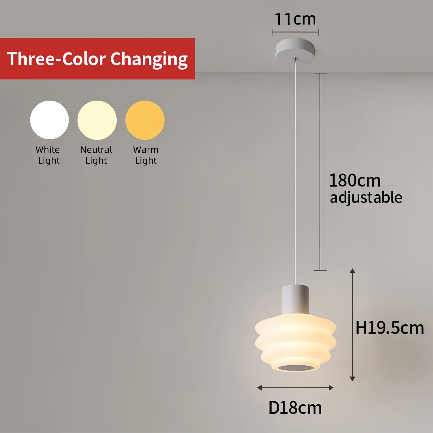 Small Nordic Cream Style LED Bedroom Pendant Light