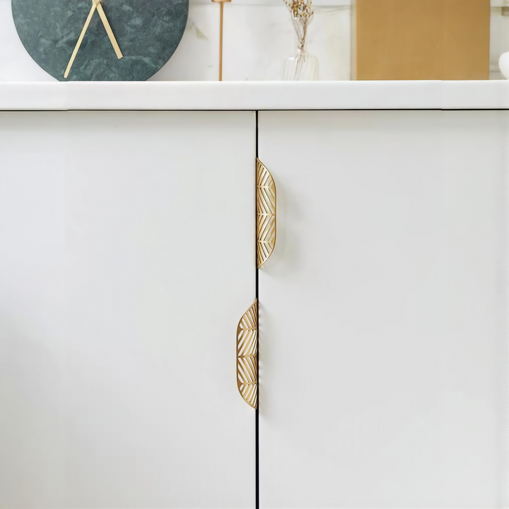 Gold Leaf Brass Cabinet Wardrobe Pulls Drawer Knobs