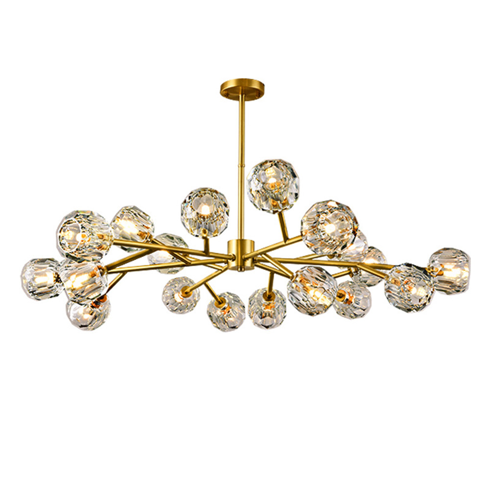 Modern Luxury Crystal Brass Molecule Chandelier Ceiling Light for Living Room