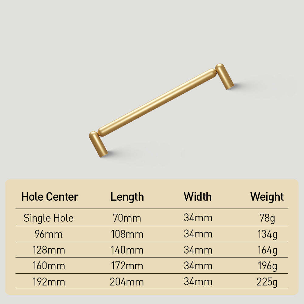 Unique Solid Brass T-Bar Cabinet Pulls