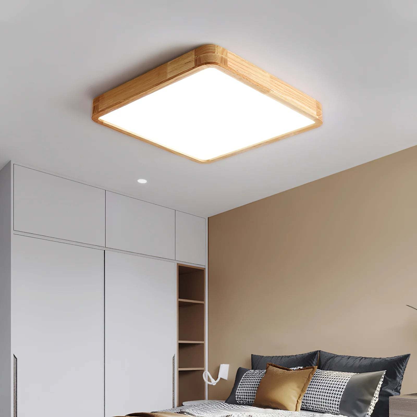 Modern Geometric LED Solid Wood Ceiling Light -Homdiy