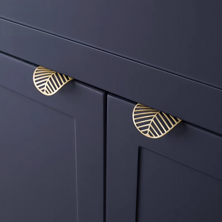 Gold Leaf Brass Cabinet Wardrobe Pulls Drawer Knobs