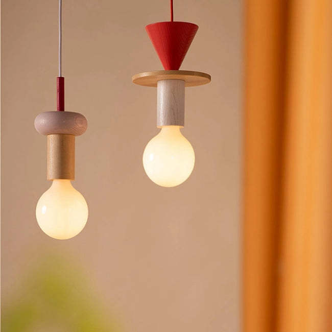 Design Colored Wood Blocks Pendant Light -Homdiy