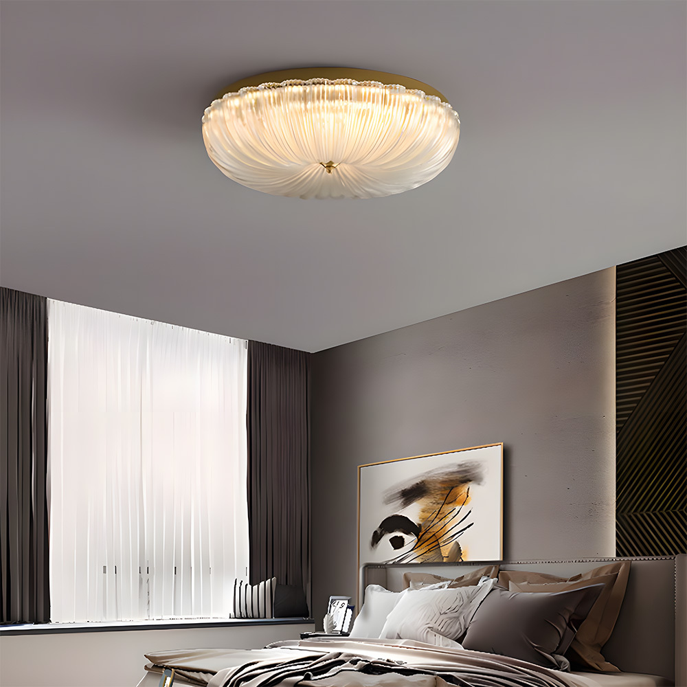 Art Decor Brass Glass Living Room Flush Mount Ceiling Lights