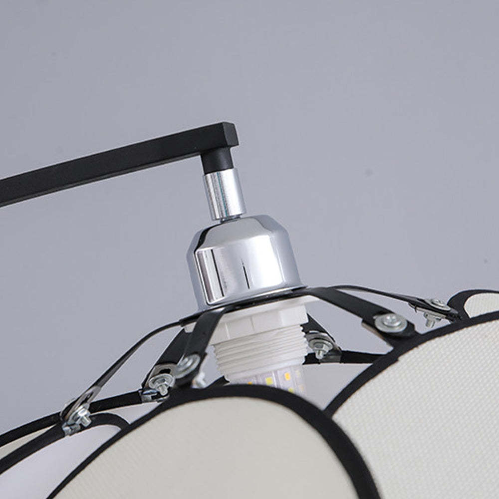 Retro Floor Lamp with Fabric Lampshade Black Base -Homdiy