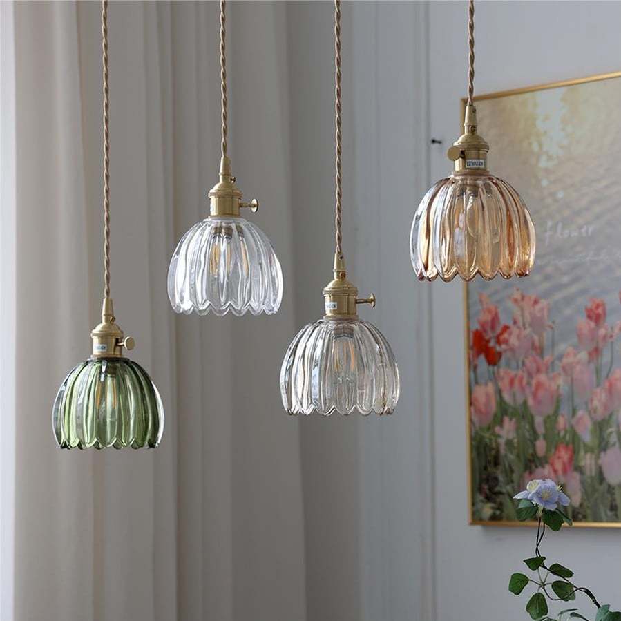Retro Flower Glass Pendant Light -Homdiy