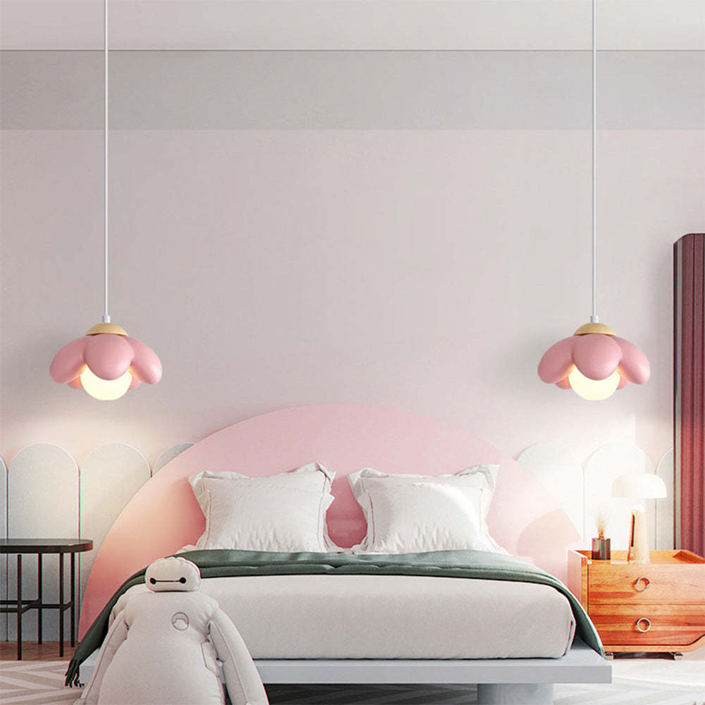 Modern Flower-Shaped Wood Resin Island PendantLight -Homdiy