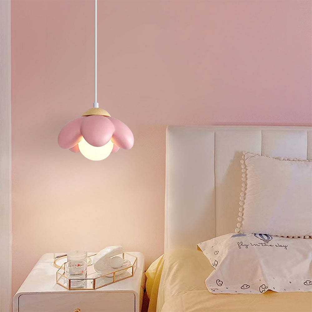 Modern Flower-Shaped Wood Resin Island PendantLight -Homdiy