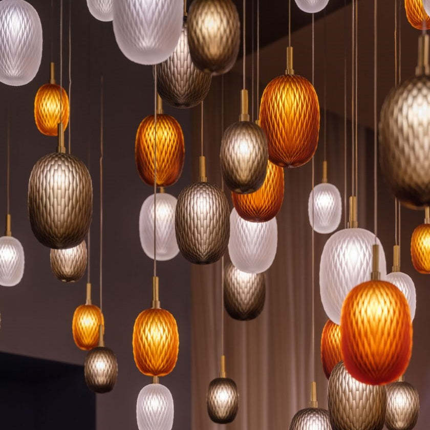 Geometric Stained Glass Ball Pendant Light -Homdiy