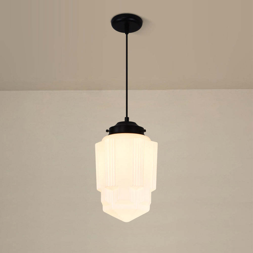 Vintage White Milk Glass Pendant Light -Homdiy
