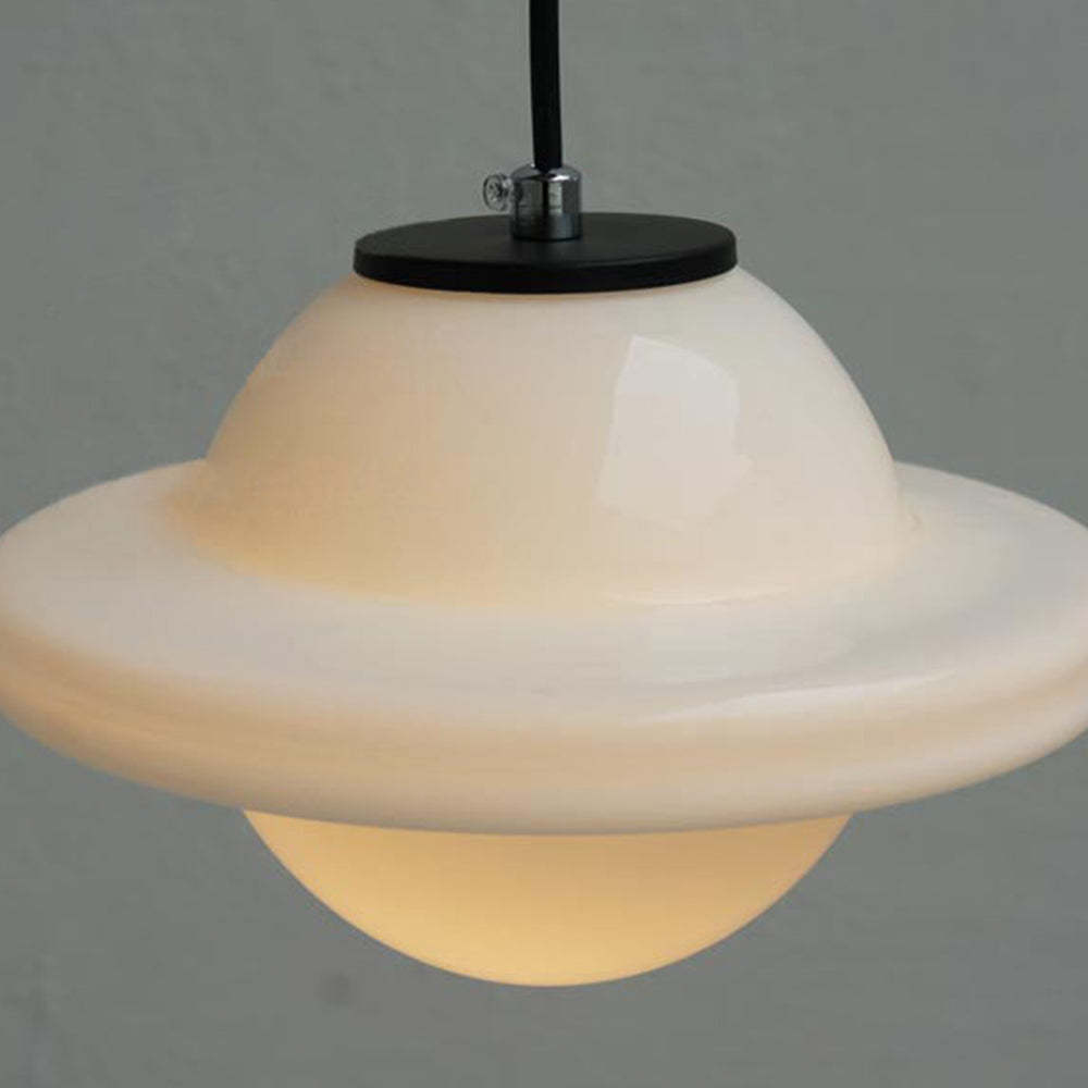 Vintage White Milk Glass Geometric Jar Pendant Light -Homdiy